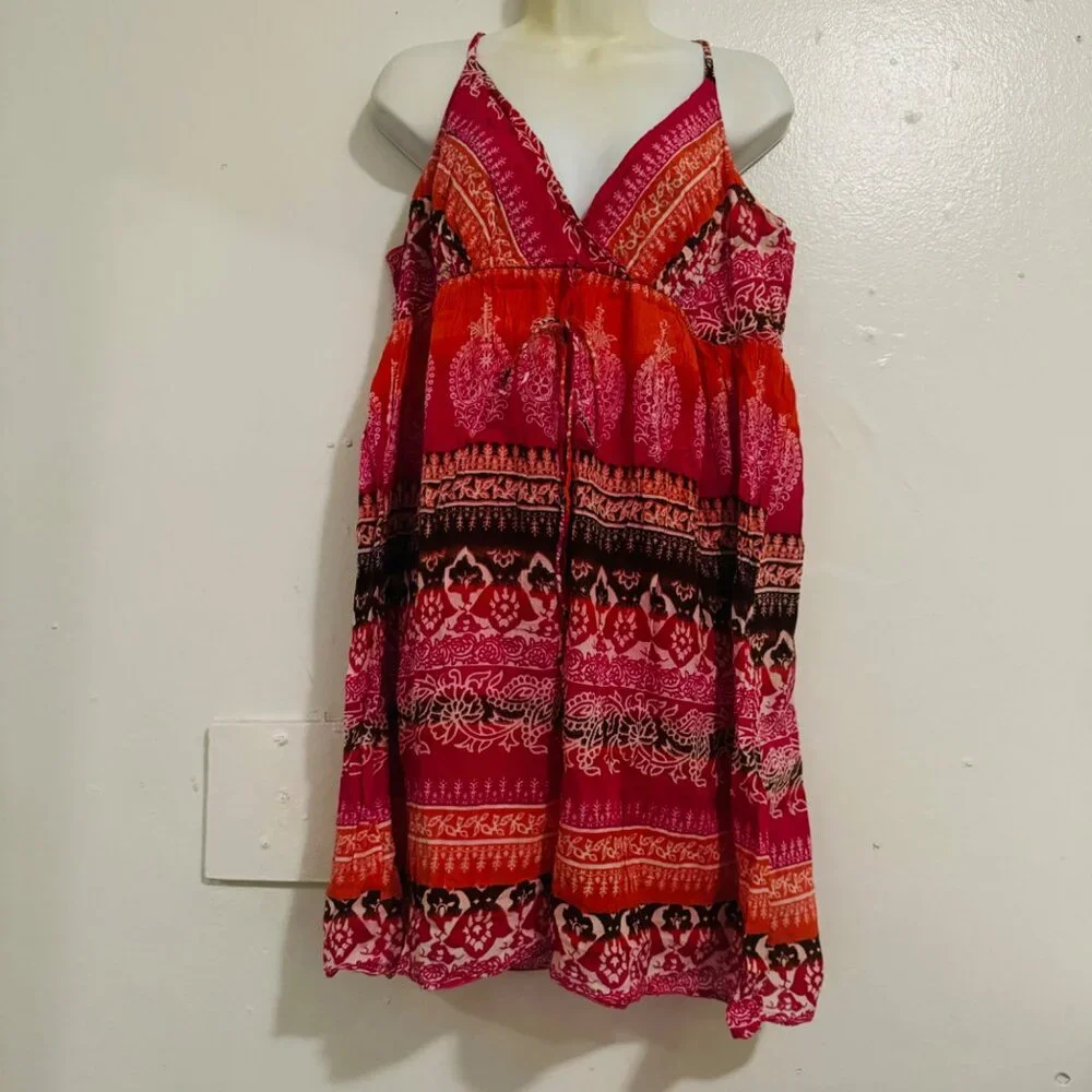 summer mini dress plus size 1X multicolor Honeycomb black 100% cotton - Picture 3 of 12